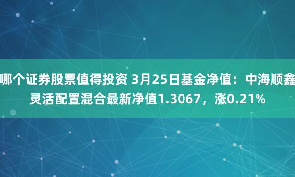 哪个证券股票值得投资 3月25日基金净值：中海顺鑫灵活配置混合最新净值1.3067，涨0.21%