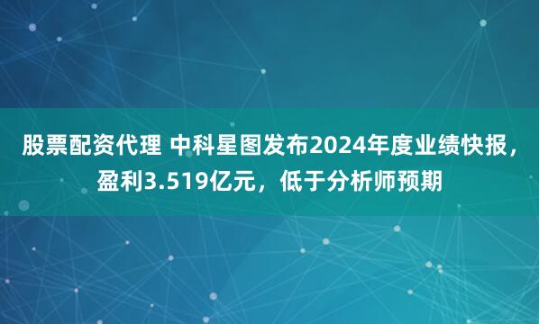 股票配资代理 中科星图发布2024年度业绩快报，盈利3.519亿元，低于分析师预期