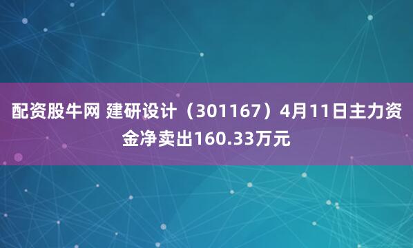 配资股牛网 建研设计（301167）4月11日主力资金净卖出160.33万元