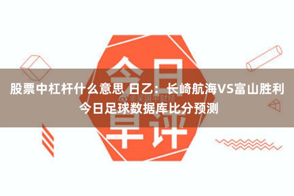 股票中杠杆什么意思 日乙：长崎航海VS富山胜利 今日足球数据库比分预测